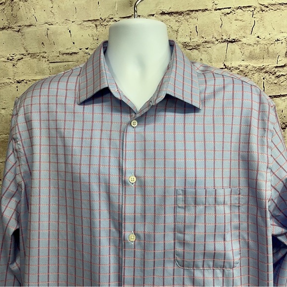 Pronto Uomo Blue Plaid Non Iron Button Long Sleeve Dress Shirt - Picture 2 of 9
